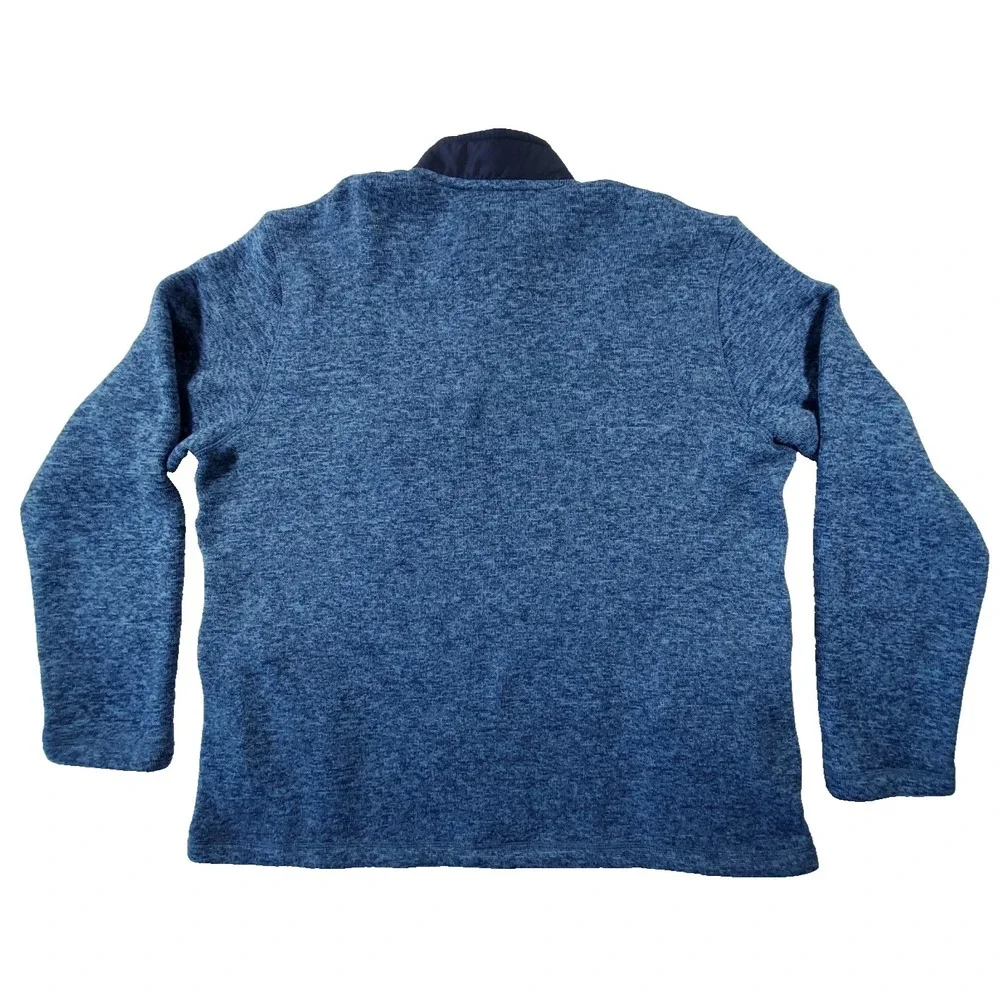 Eddie Bauer Mens XXL Blue Heather 1/4 Zip Fleece Pullover Sweater Jacket